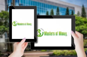 Masters of Money LLC Logo Screensaver On Vertical and Horizontal iPad Screens