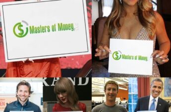 Oprah Winfrey Mariah Carey Bradley Cooper Taylor Swift Mark Zuckerberg Barack Obama Masters of Money LLC Logo Photo Collage