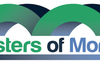 Masters of Money LLC Double Arch Blue and Green Logo