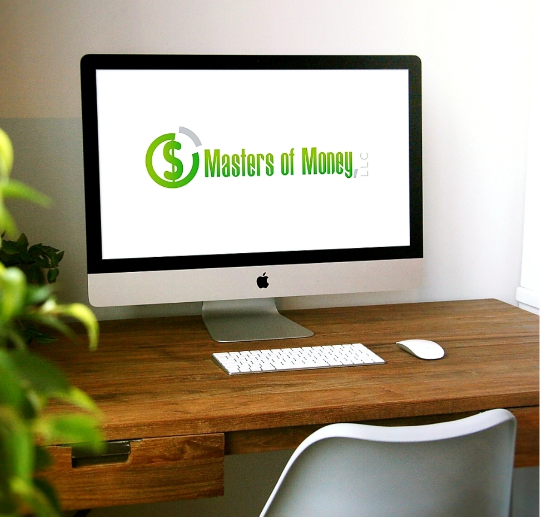 Desktop Computer with Masters of Money LLC Logo Screensaver Photo