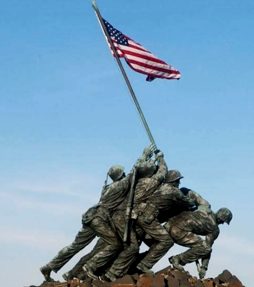Honoring Veterans Memorial Day Statue with American Flag Picture
