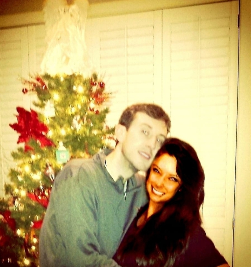 Malia and Michael Johnson Happy Holidays Christmas Tree Photo