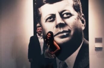 Malia and Michael MJ The Terrible Johnson Photo at the JFK Museum in Dealey Plaza Dallas TX