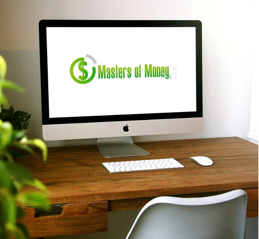 Masters of Money LLC Logo Screensaver on Desktop Computer Picture