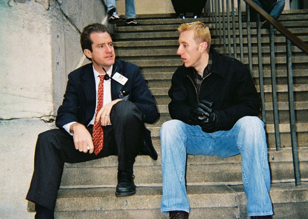 Michael MJ The Terrible Johnson Talking With Stockbroker at the New York Stock Exchange in New York City Photo