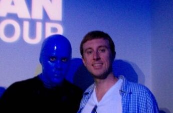 Michael MJ The Terrible Johnson with Blue Man at a Blue Man Group Show in Orlando Florida Picture