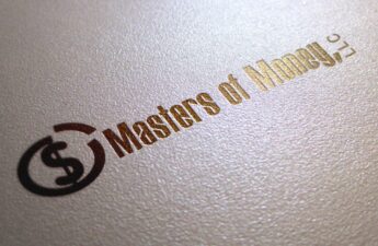 Gold Masters of Money LLC Logo Embossed On White Full Grain Leather Background Picture
