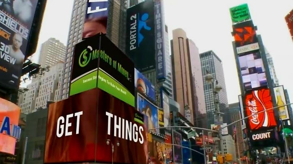 Masters of Money LLC Taking Over New York City Times Square Scrolling Ad Picture