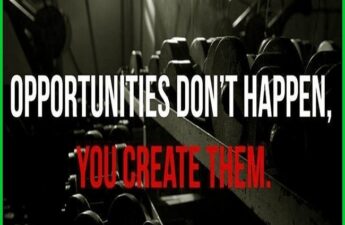 Masters of Money LLC Logo Branded OPPORTUNITIES DON'T HAPPEN, YOU CREATE THEM. Picture Quote
