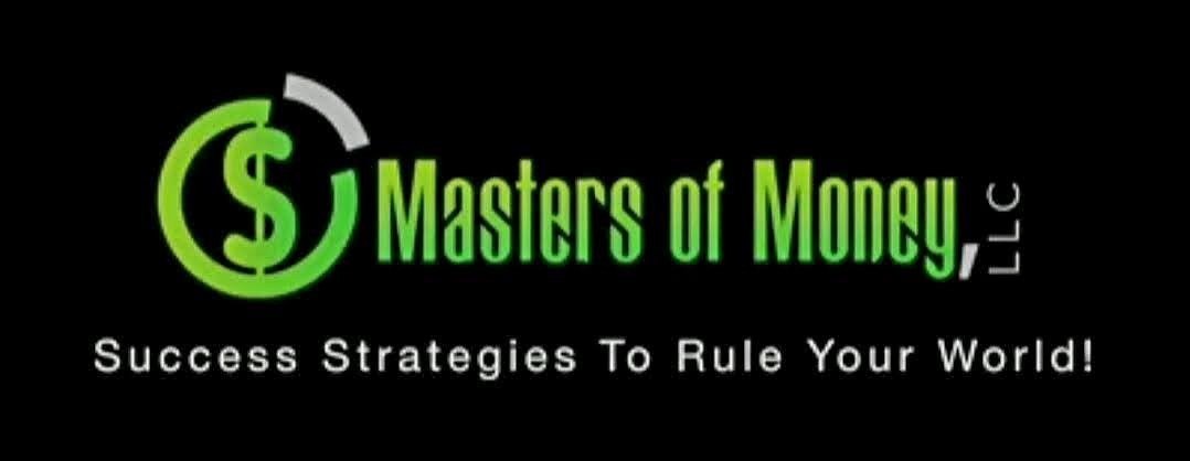 Masters of Money LLC Success Strategies To Rule Your World Black & Green Logo