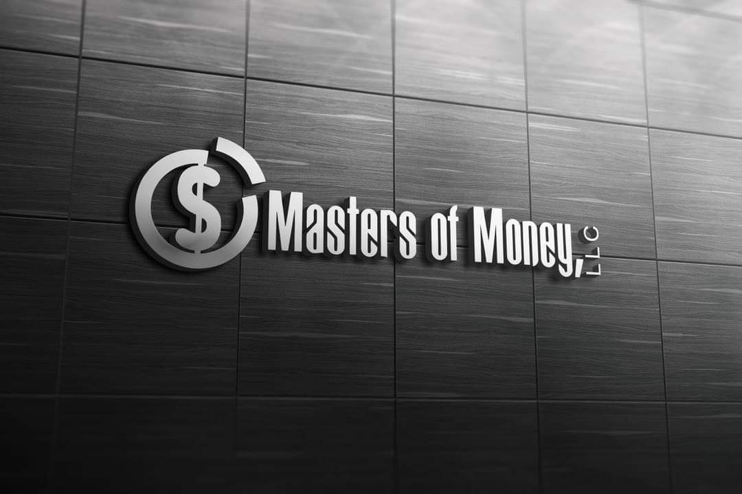 Masters of Money LLC Logo Black and Gray Wall Squares Company Lobby Picture