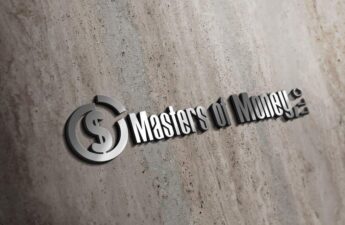 Masters of Money LLC Silver Logo on Concrete Wall Background Picture