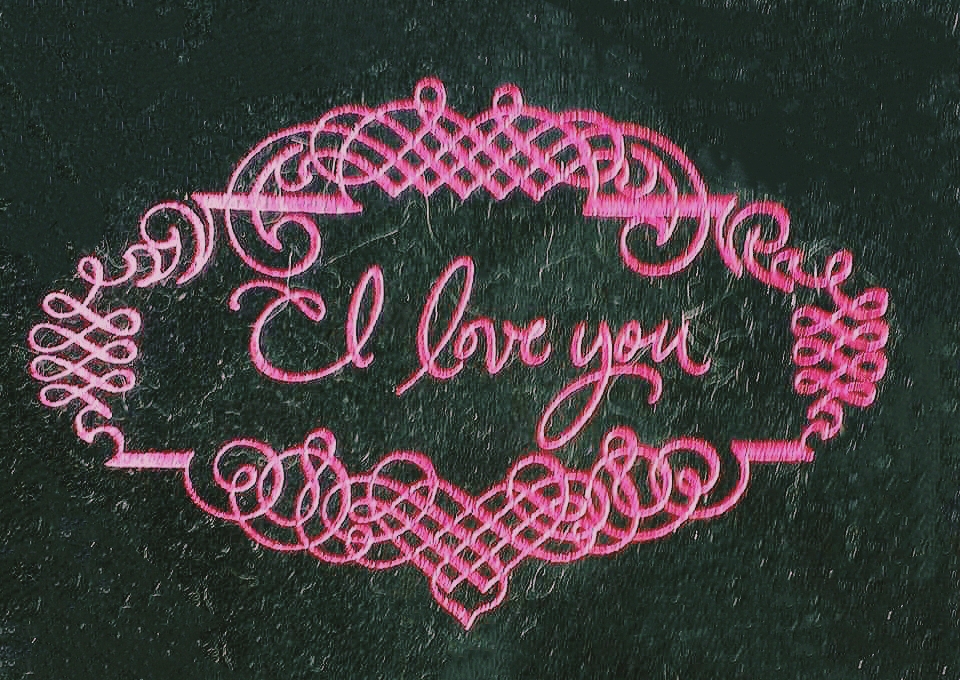 Masters of Money LLC Pink and Grey Cursive I Love You Photo