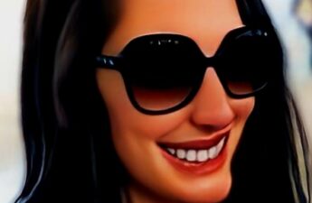 Malia Johnson Smiling Wearing Sunglasses Color Photo Caricature