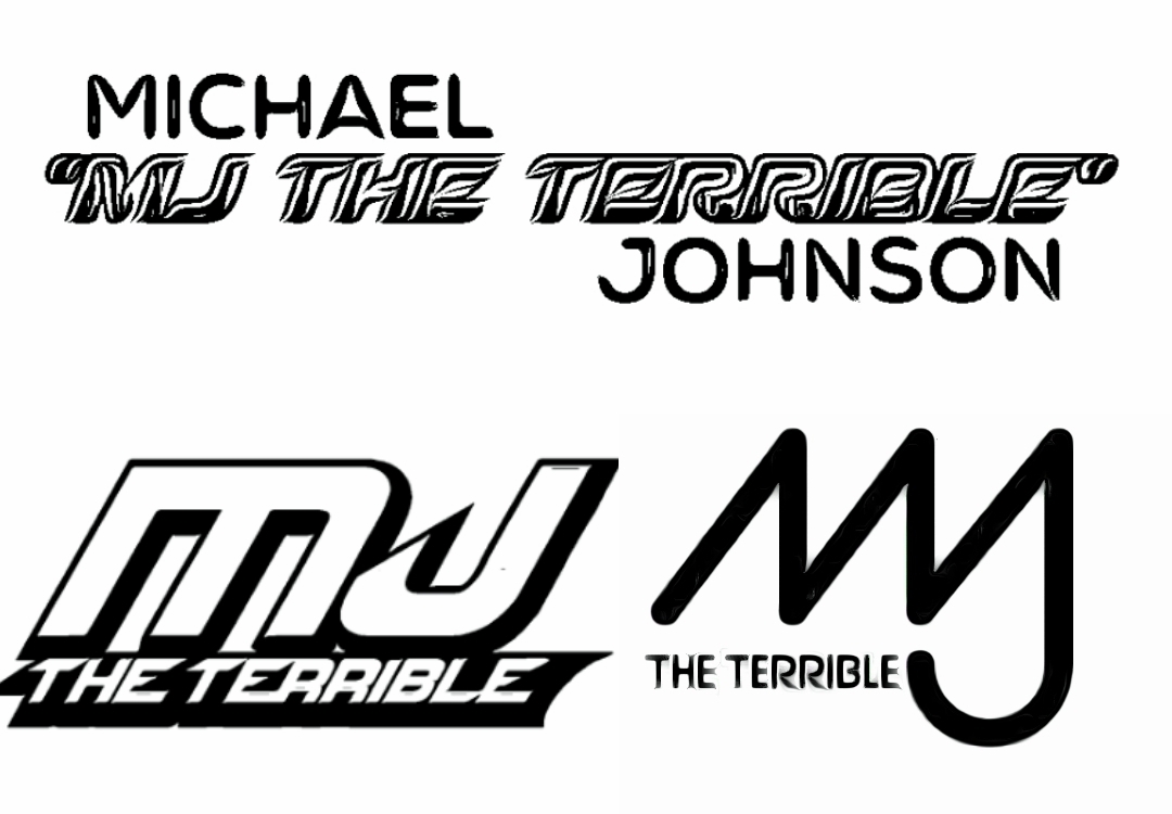 Michael "MJ The Terrible" Johnson Black and White Logos Collage